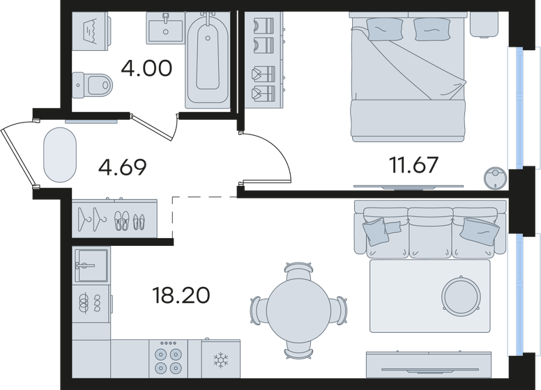 40,6 м², 1-комнатная квартира 7 000 000 ₽ - изображение 82