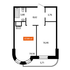 Квартира 54 м², 1-комнатная - изображение 1