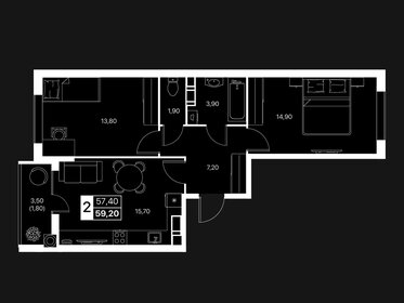 Квартира 59,2 м², 2-комнатная - изображение 1