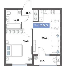 Квартира 38 м², 1-комнатная - изображение 1