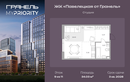 Квартира 34 м², студия - изображение 1