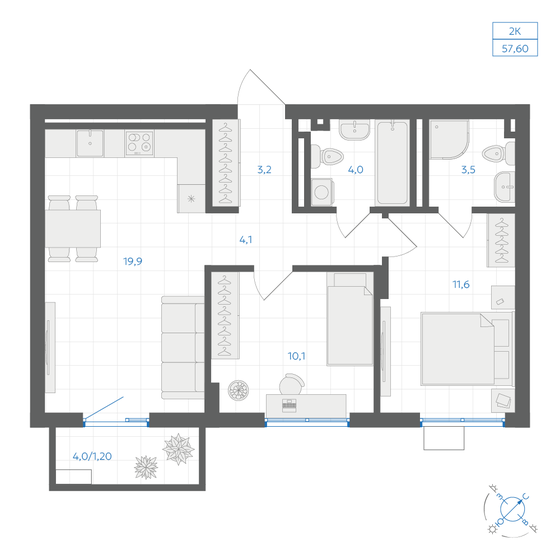42 м², 2-комнатная квартира 6 800 000 ₽ - изображение 73