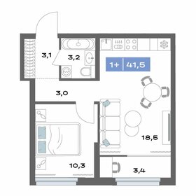Квартира 41,5 м², 1-комнатная - изображение 1
