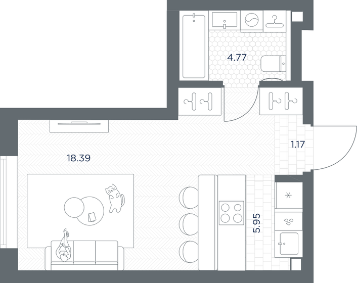 32,2 м², квартира-студия 19 300 000 ₽ - изображение 148