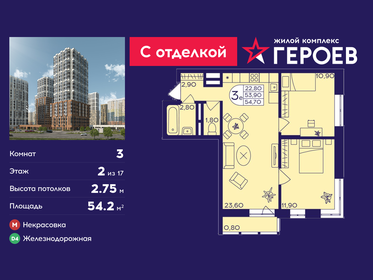 Квартира 54,2 м², 3-комнатная - изображение 1