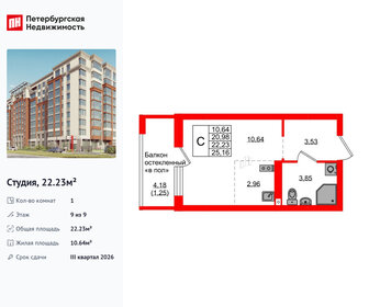 Квартира 22,2 м², студия - изображение 1