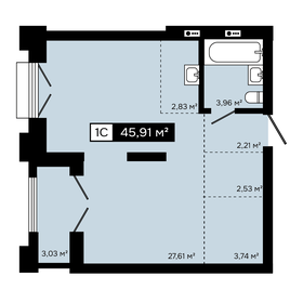 Квартира 45,9 м², студия - изображение 1