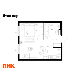 Квартира 32,4 м², 1-комнатная - изображение 1