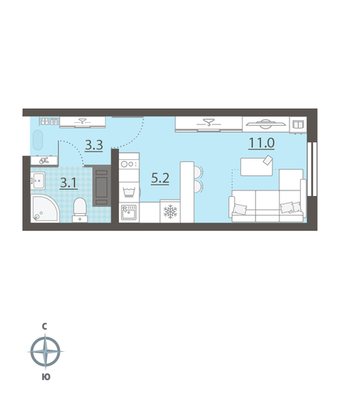 22,5 м², квартира-студия 3 510 000 ₽ - изображение 17