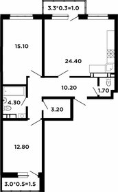 Квартира 73,8 м², 2-комнатная - изображение 1