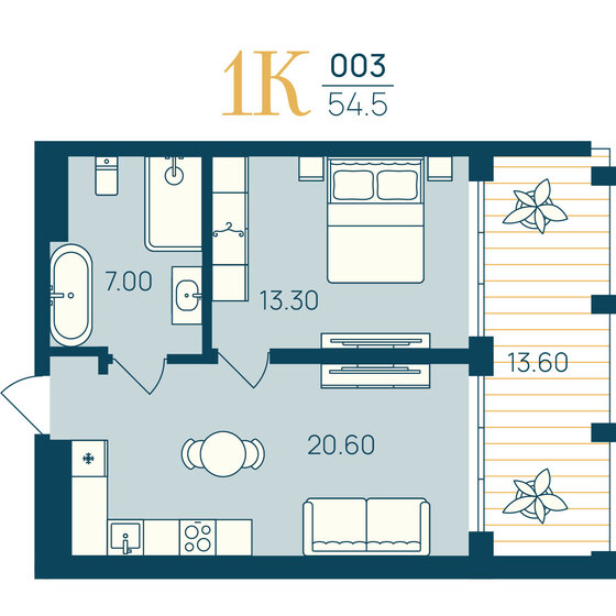 53,8 м², 2-комнатные апартаменты 16 140 000 ₽ - изображение 29