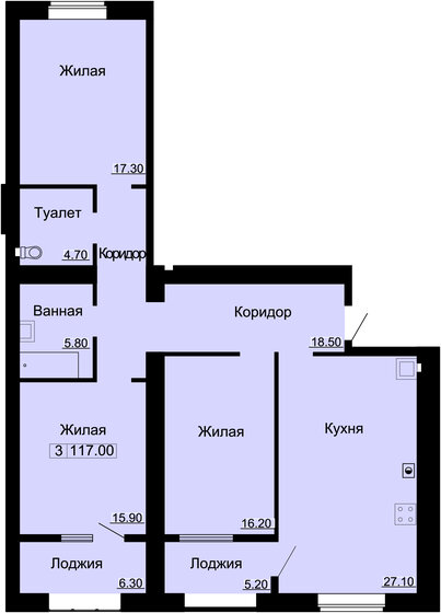 114,9 м², 3-комнатная квартира 9 881 400 ₽ - изображение 25