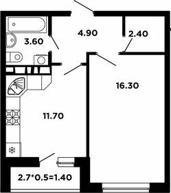 Квартира 40,4 м², 1-комнатная - изображение 1