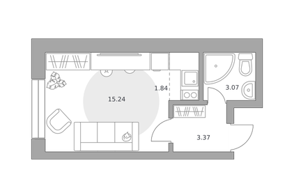 Квартира 23,5 м², студия - изображение 2
