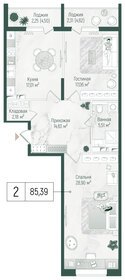 Квартира 86,5 м², 2-комнатная - изображение 1