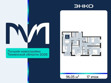 Квартира 96,1 м², 3-комнатная - изображение 1