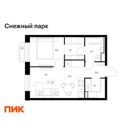 Квартира 37,1 м², 1-комнатная - изображение 1