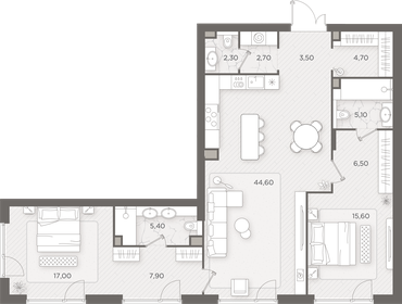 Квартира 115,3 м², 2-комнатная - изображение 2