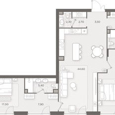 Квартира 115,3 м², 2-комнатная - изображение 2
