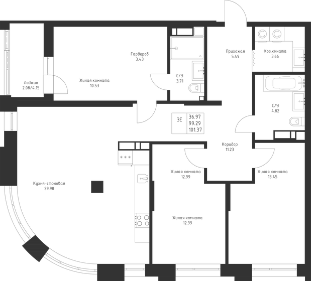 82,5 м², 4-комнатная квартира 15 992 390 ₽ - изображение 69