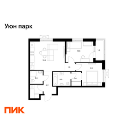 Квартира 62 м², 2-комнатная - изображение 1
