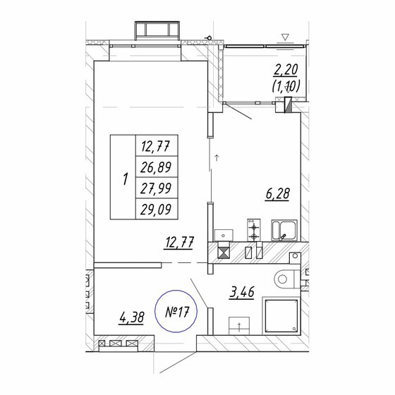 28 м², 1-комнатная квартира 4 752 240 ₽ - изображение 1