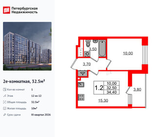 Квартира 32,5 м², 1-комнатная - изображение 1
