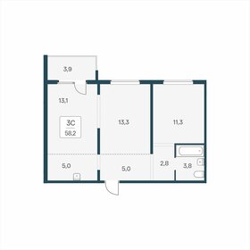 Квартира 58,2 м², 3-комнатная - изображение 1