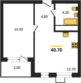 Квартира 40,7 м², 1-комнатная - изображение 1