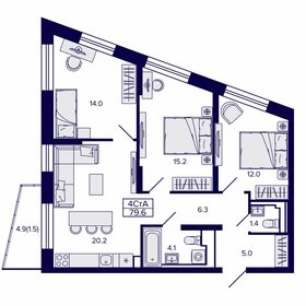 Квартира 79,7 м², 4-комнатная - изображение 1
