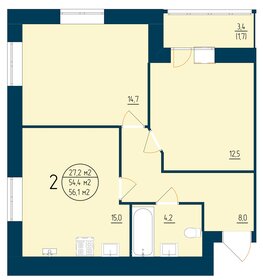 Квартира 56,1 м², 2-комнатная - изображение 1