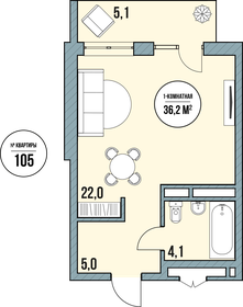 Квартира 36,2 м², студия - изображение 2