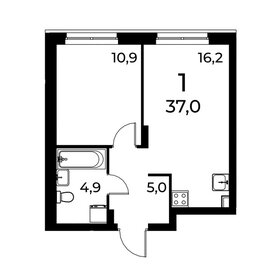 Квартира 37 м², 1-комнатная - изображение 1