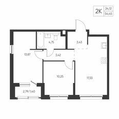 Квартира 54,5 м², 2-комнатная - изображение 2