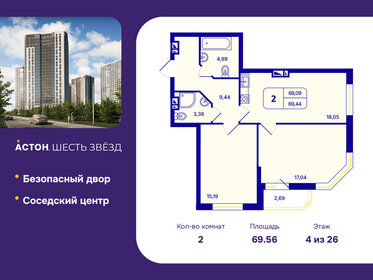 Квартира 69,6 м², 2-комнатная - изображение 1