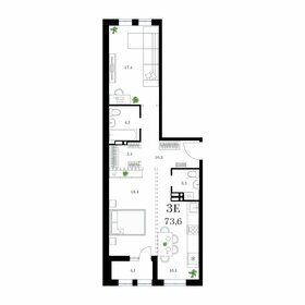 Квартира 74 м², 2-комнатная - изображение 1