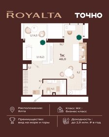 Квартира 48 м², 1-комнатная - изображение 1