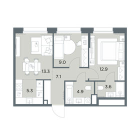 Квартира 56,1 м², 3-комнатная - изображение 1