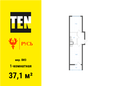 Квартира 37,1 м², 1-комнатная - изображение 1