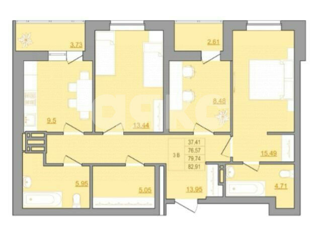 64 м², 3-комнатная квартира 12 000 000 ₽ - изображение 64