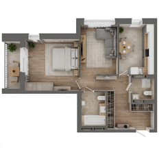 Квартира 60,8 м², 2-комнатная - изображение 2