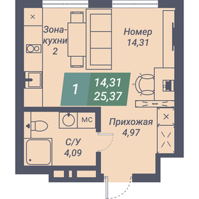 Квартира 25,4 м², студия - изображение 1