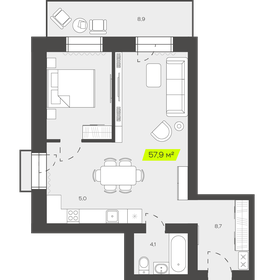 Квартира 57,9 м², 3-комнатная - изображение 1