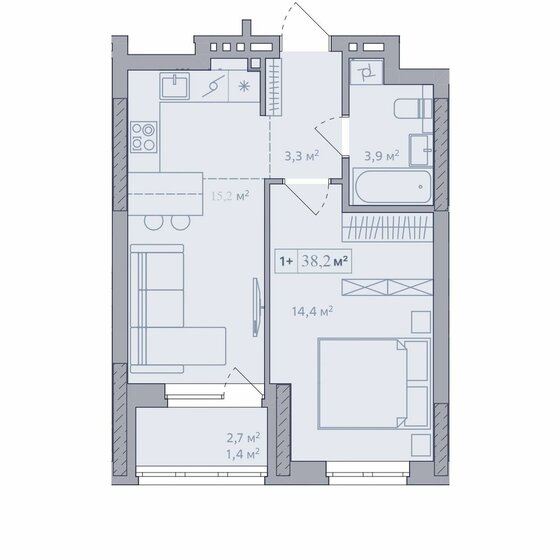 35,8 м², 1-комнатная квартира 3 870 000 ₽ - изображение 96
