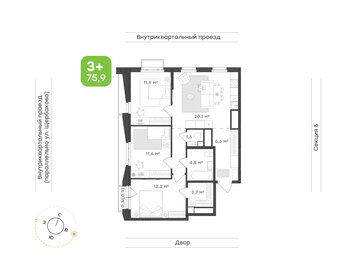 Квартира 75,9 м², 3-комнатная - изображение 1