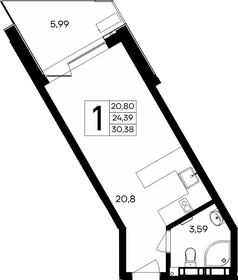 Квартира 30,4 м², 1-комнатные - изображение 1