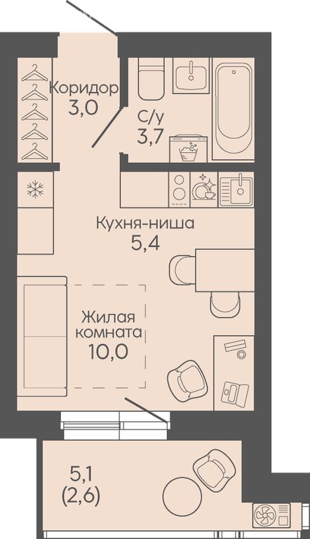 Варианты планировок ЖК «Крылья Качи» - планировка 1