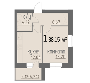 Квартира 38,2 м², 1-комнатная - изображение 1