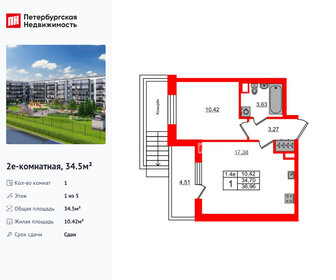 Квартира 34,5 м², 1-комнатная - изображение 1