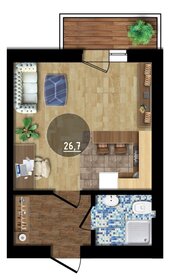 Квартира 26,7 м², студия - изображение 1